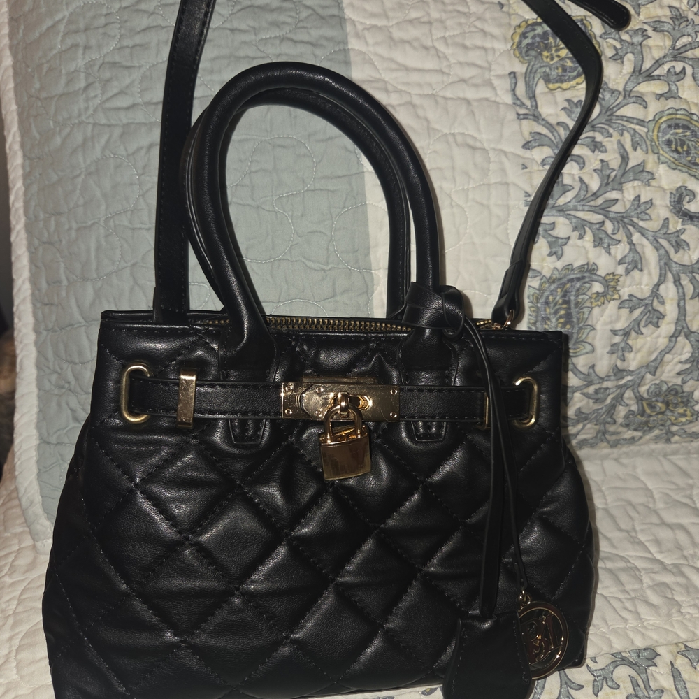 Badgley Mischka Black Quilted Satchel